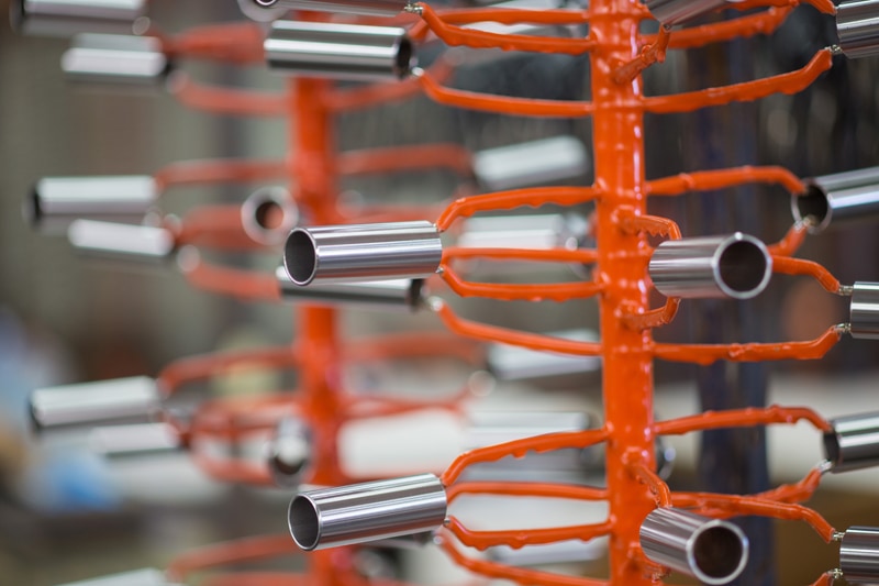Metal cylinders on a rack